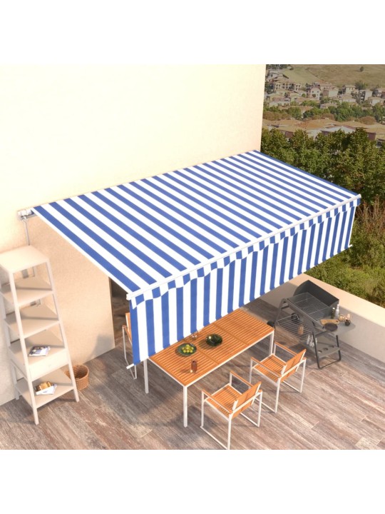 Rankiniu būdu ištraukiama markizė, mėlyna ir balta, 6x3m