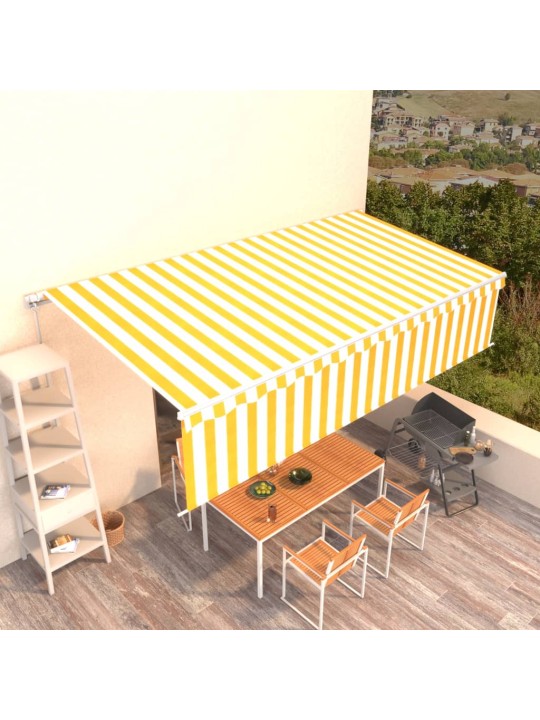 Rankiniu būdu ištraukiama markizė, geltona ir balta, 6x3m
