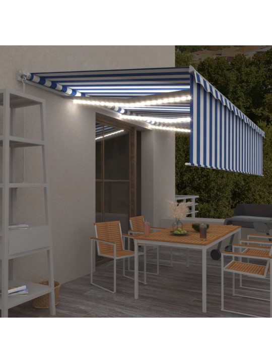 Rankiniu būdu ištraukiama markizė, mėlyna ir balta, 6x3m