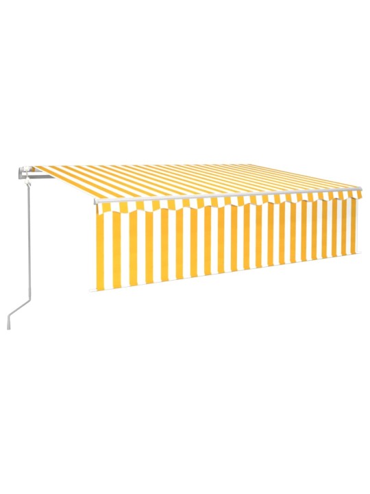 Markizė su uždanga/LED/vėjo jutikliu, geltona/balta, 6x3m