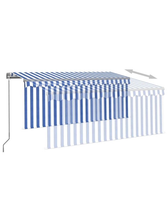 Rankiniu būdu ištraukiama markizė, mėlyna ir balta, 3x2,5m