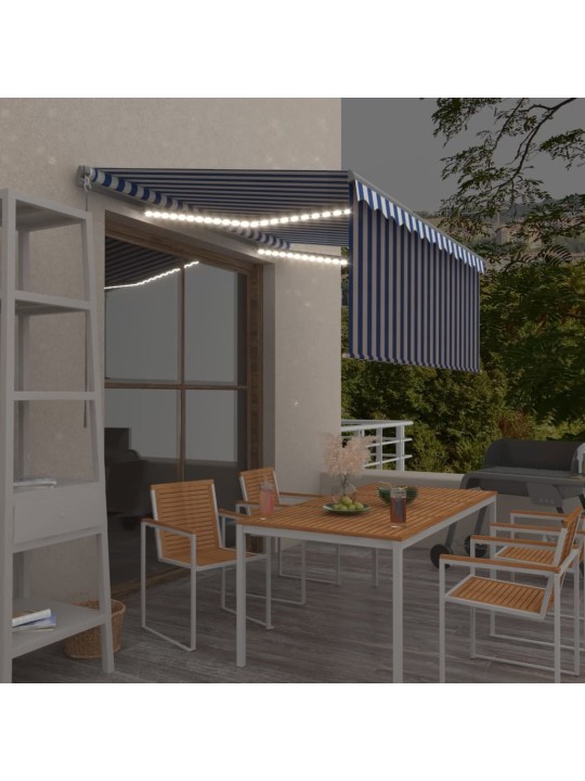 Rankiniu būdu ištraukiama markizė, mėlyna ir balta, 3x2,5m