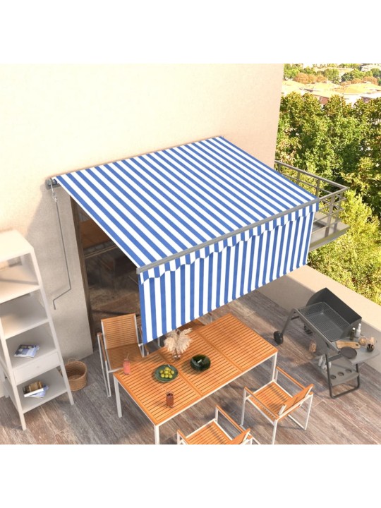Automatiniu būdu ištraukiama markizė, mėlyna ir balta, 3x2,5m