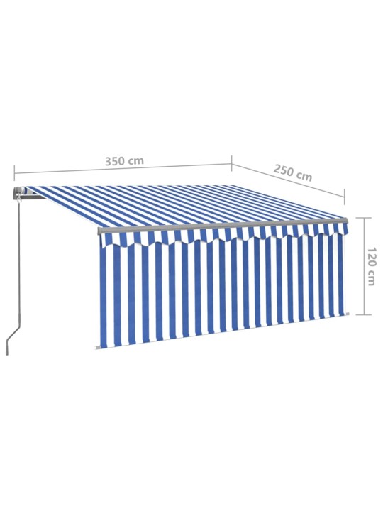 Rankiniu būdu ištraukiama markizė, mėlyna ir balta, 3,5x2,5m