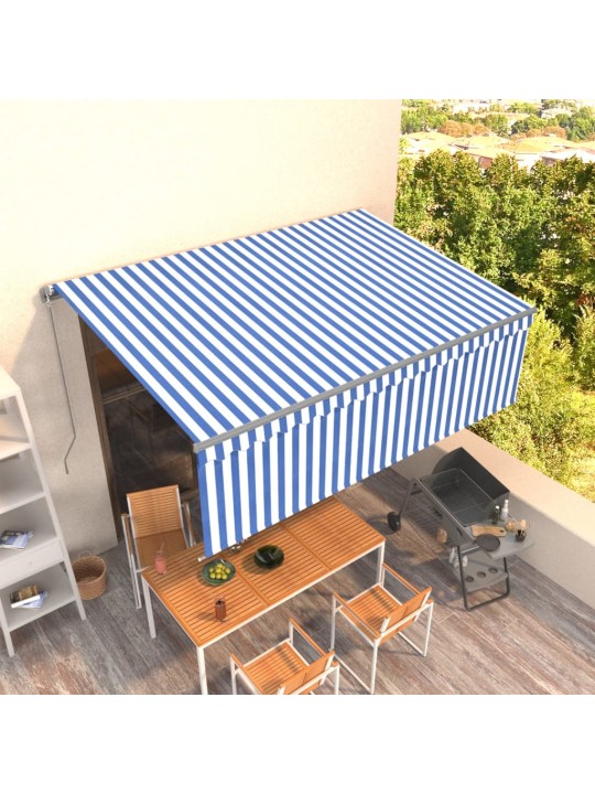 Rankiniu būdu ištraukiama markizė, mėlyna ir balta, 4x3m