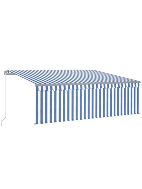 Rankiniu būdu ištraukiama markizė, mėlyna ir balta, 4x3m