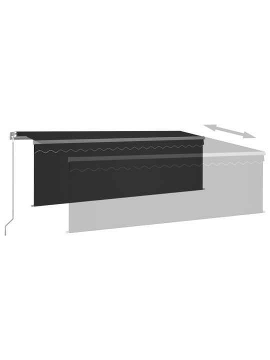 Ištraukiama markizė su uždanga ir LED, antracito, 4x3m