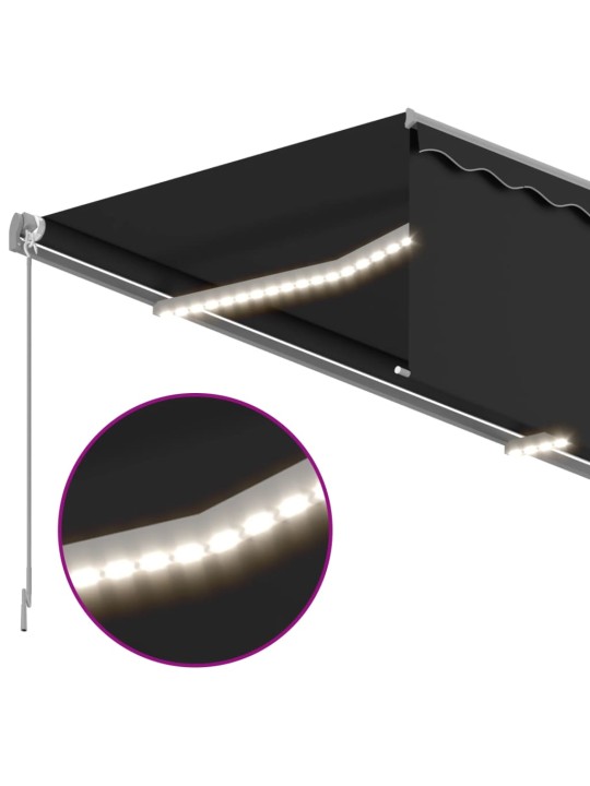 Ištraukiama markizė su uždanga ir LED, antracito, 4x3m