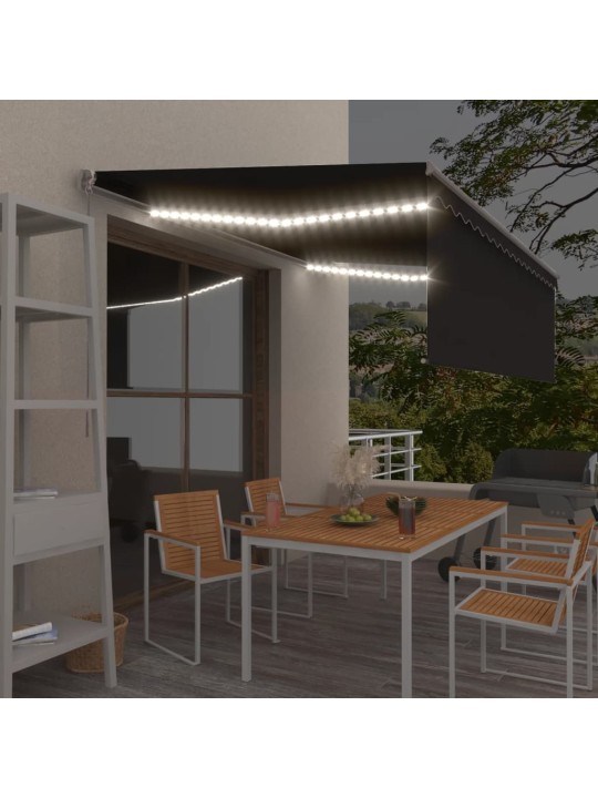 Ištraukiama markizė su uždanga ir LED, antracito, 4x3m