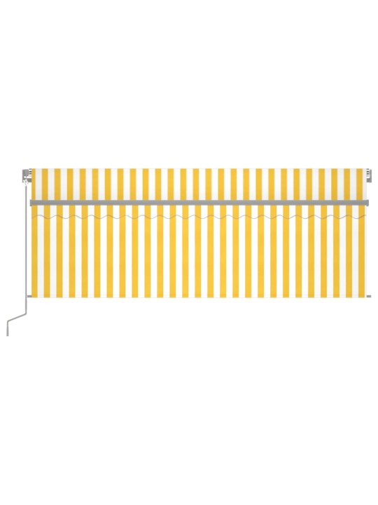 Markizė su uždanga/LED/vėjo jutikliu, geltona/balta, 4,5x3m