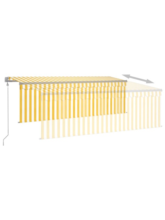 Markizė su uždanga/LED/vėjo jutikliu, geltona/balta, 4,5x3m