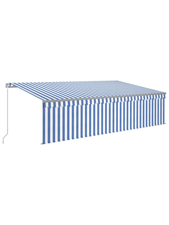Rankiniu būdu ištraukiama markizė, mėlyna ir balta, 5x3m