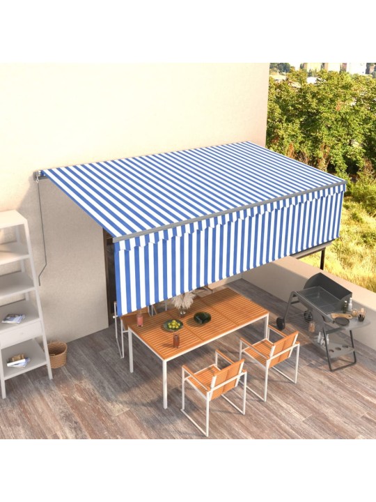 Rankiniu būdu ištraukiama markizė, mėlyna ir balta, 5x3m