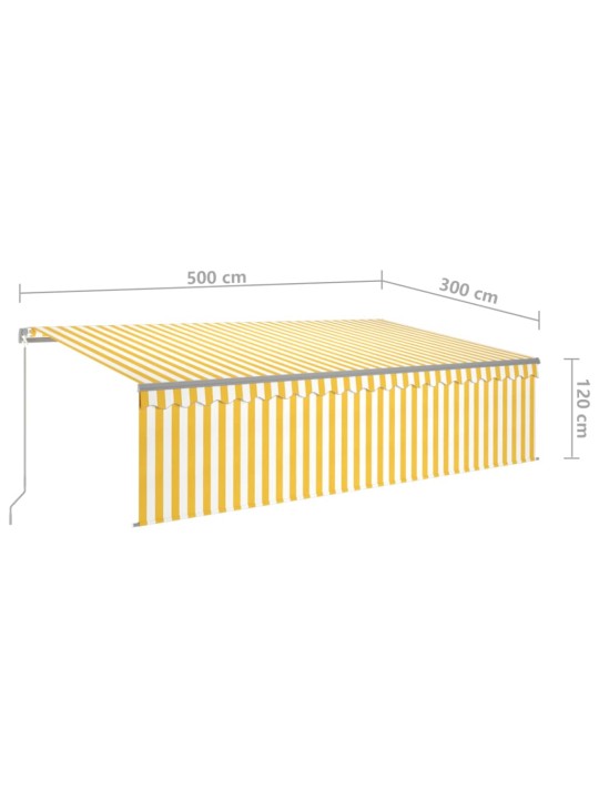 Rankiniu būdu ištraukiama markizė, geltona ir balta, 5x3m