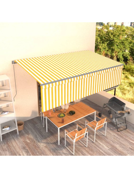 Rankiniu būdu ištraukiama markizė, geltona ir balta, 5x3m