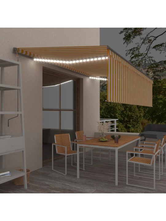 Rankiniu būdu ištraukiama markizė, geltona ir balta, 5x3m