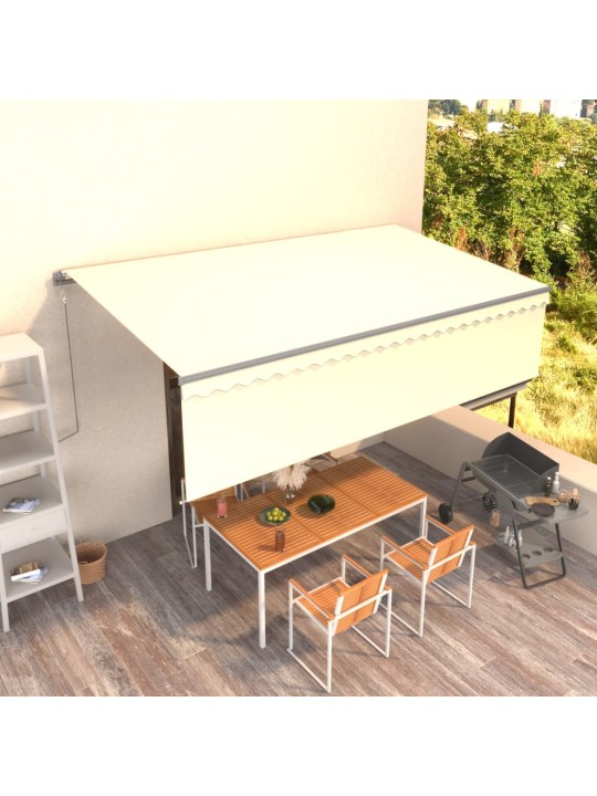 Automatiniu būdu ištraukiama markizė su uždanga, kreminė, 5x3m