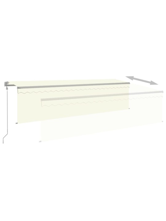 Automatinė markizė su uždanga/LED/vėjo jutikliu, kreminė, 5x3m