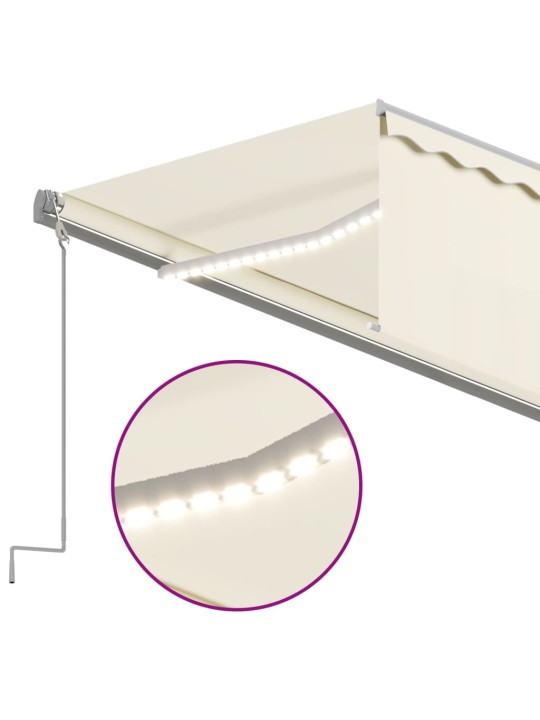 Automatinė markizė su uždanga/LED/vėjo jutikliu, kreminė, 5x3m