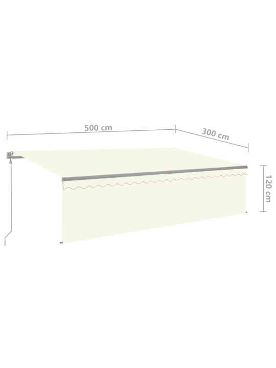Automatinė markizė su uždanga/LED/vėjo jutikliu, kreminė, 5x3m