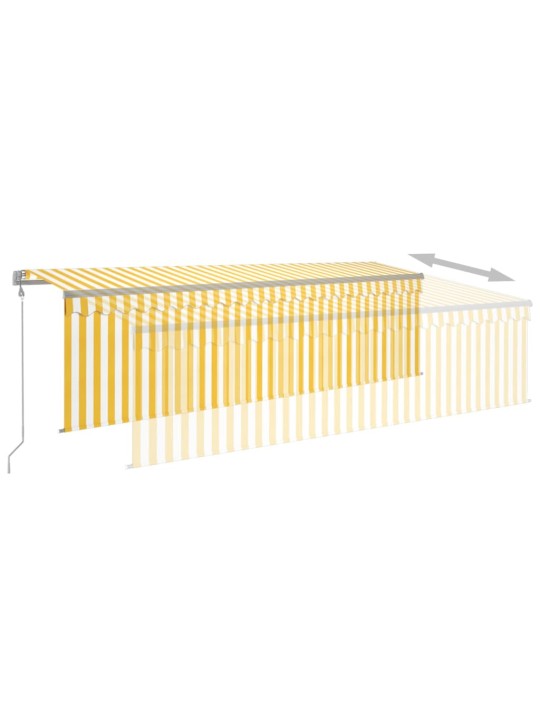 Markizė su uždanga/LED/vėjo jutikliu, geltona/balta, 5x3m