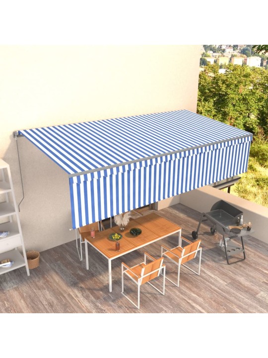 Rankiniu būdu ištraukiama markizė, mėlyna ir balta, 6x3m
