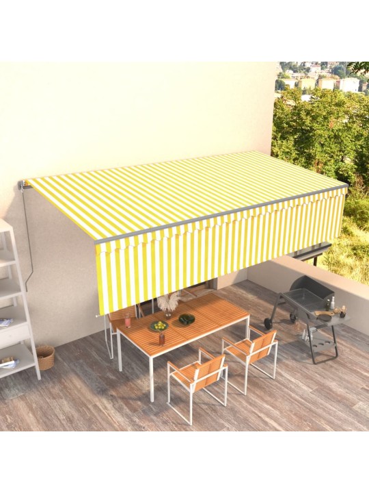 Rankiniu būdu ištraukiama markizė, geltona ir balta, 6x3m