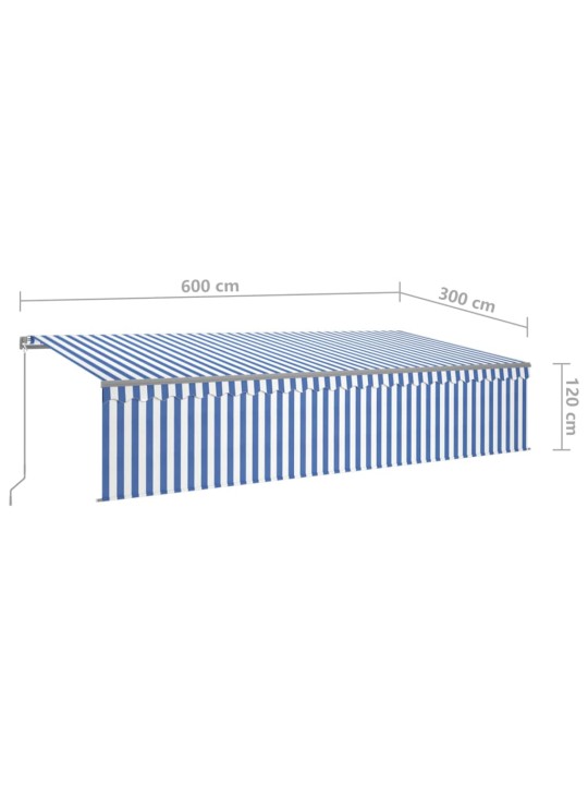 Rankiniu būdu ištraukiama markizė, mėlyna ir balta, 6x3m