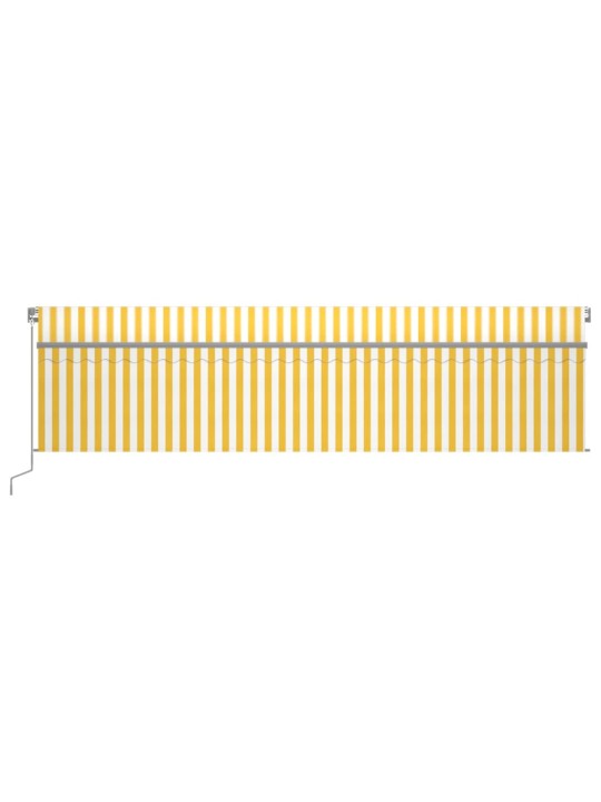 Markizė su uždanga/LED/vėjo jutikliu, geltona/balta, 6x3m