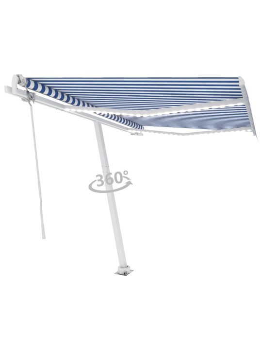 Automatinė markizė su LED/vėjo jutikliu, mėlyna/balta, 300x250m