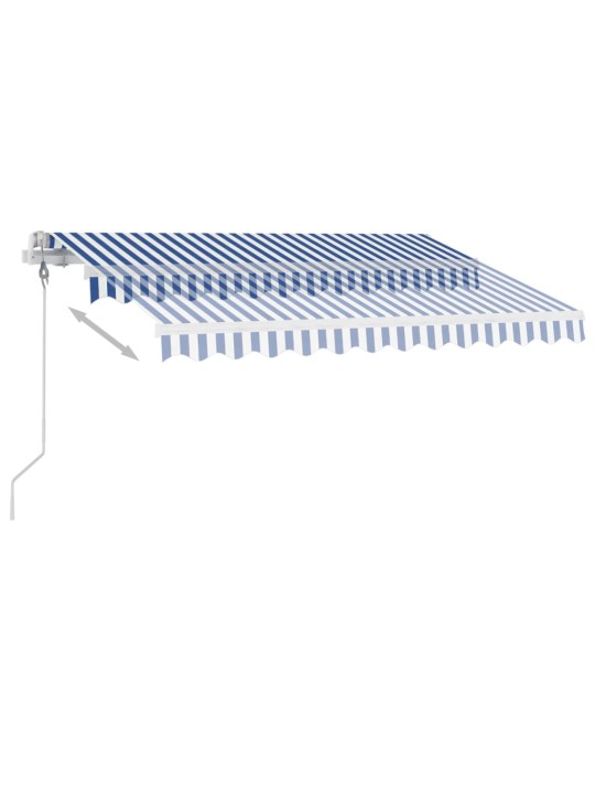 Automatinė markizė su LED/vėjo jutikliu, mėlyna/balta, 300x250m