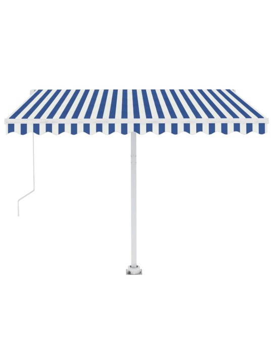 Automatinė markizė su LED/vėjo jutikliu, mėlyna/balta, 300x250m