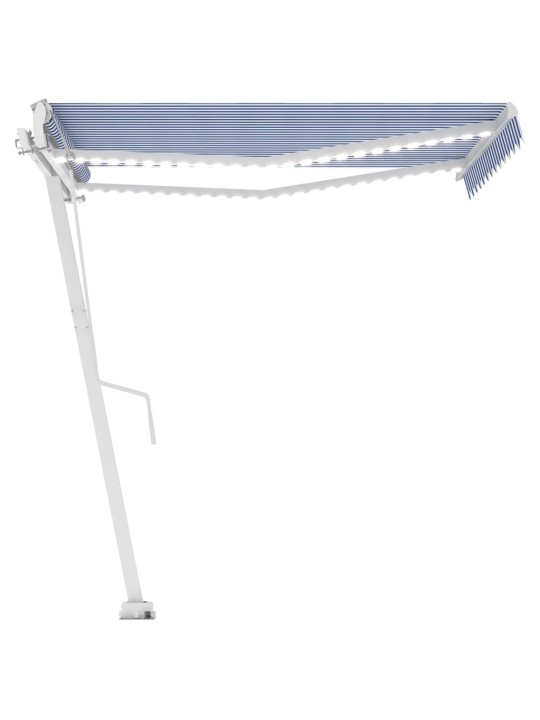 Automatinė markizė su LED/vėjo jutikliu, mėlyna/balta, 300x250m