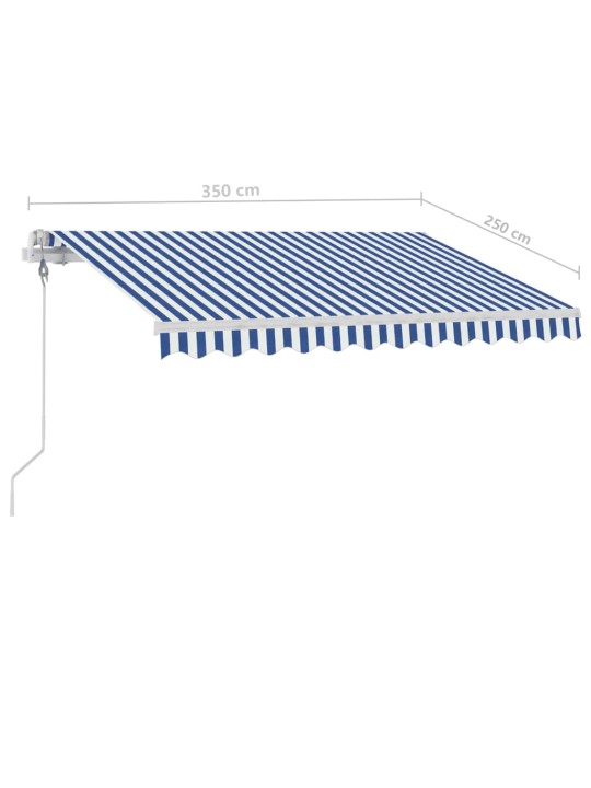 Markizė su LED/vėjo jutikliu, mėlyna/balta, 350x250cm