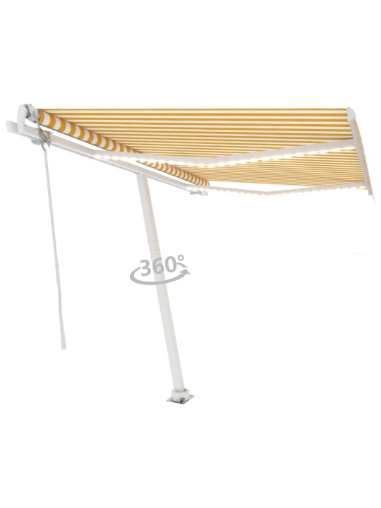 Markizė su LED/vėjo jutikliu, geltona/balta, 350x250cm