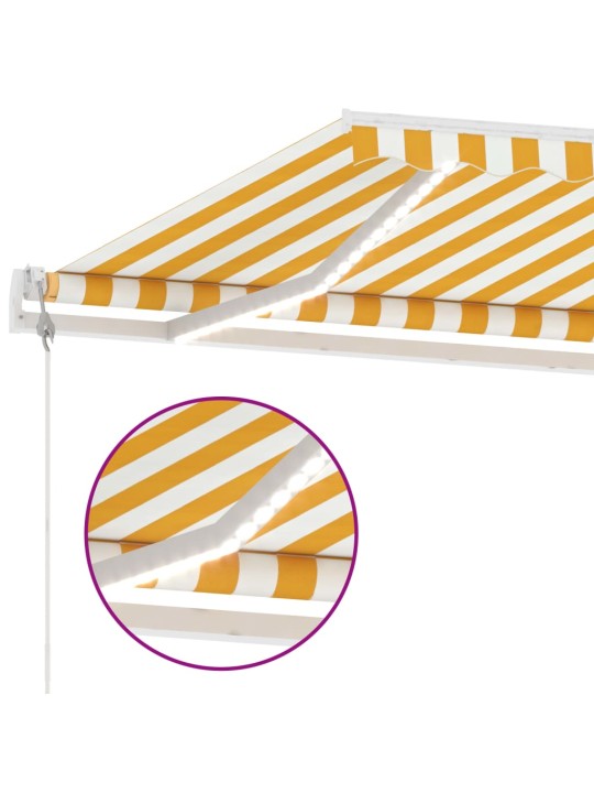 Markizė su LED/vėjo jutikliu, geltona/balta, 350x250cm