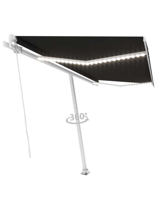 Rankiniu būdu ištraukiama markizė su LED, antracito, 400x300cm