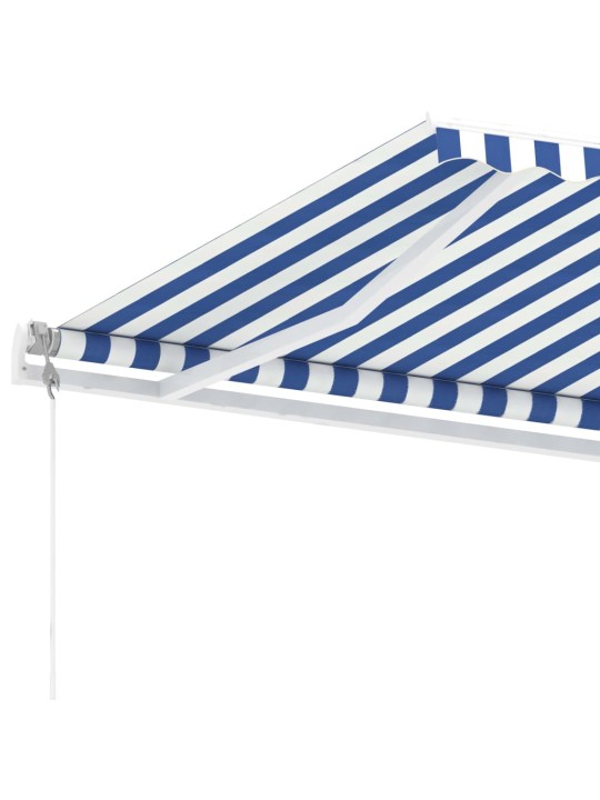 Markizė su LED/vėjo jutikliu, mėlyna/balta, 400x300cm