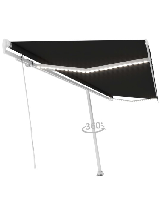 Rankiniu būdu ištraukiama markizė su LED, antracito, 500x300cm