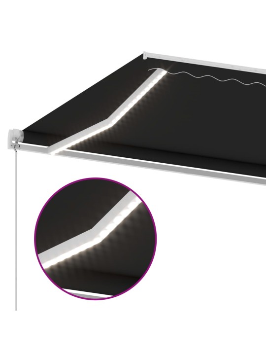 Rankiniu būdu ištraukiama markizė su LED, antracito, 500x300cm