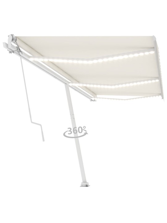 Automatinė markizė su LED/vėjo jutikliu, kreminė, 600x300cm