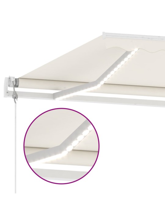 Automatinė markizė su LED/vėjo jutikliu, kreminė, 600x300cm