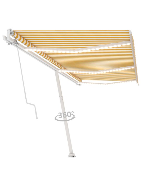Markizė su LED/vėjo jutikliu, geltona/balta, 600x300cm