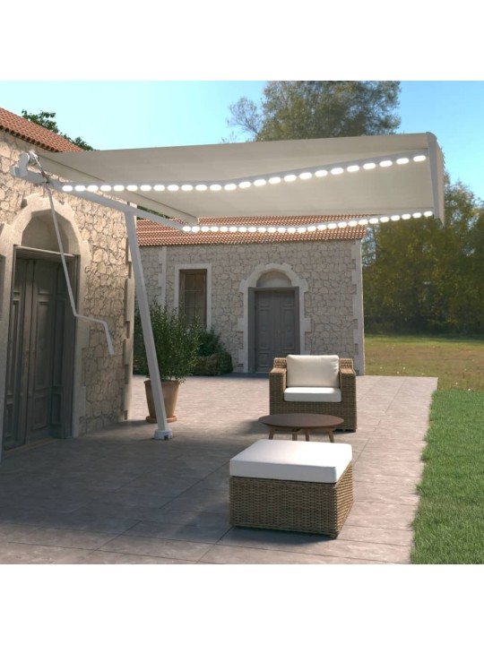 Automatinė markizė su LED/vėjo jutikliu, kreminė, 400x350cm