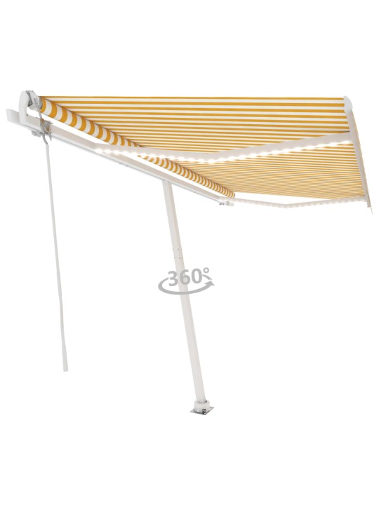 Markizė su LED/vėjo jutikliu, geltona/balta, 400x350cm