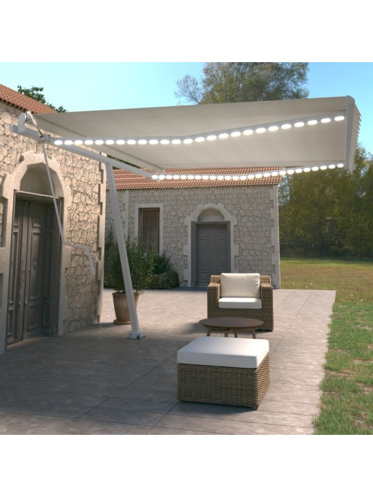 Automatinė markizė su LED/vėjo jutikliu, kreminė, 450x350cm
