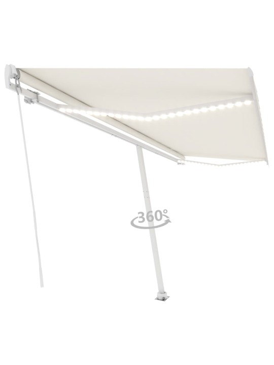 Rankiniu būdu ištraukiama markizė su LED, kreminė, 500x350cm