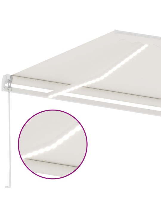 Rankiniu būdu ištraukiama markizė su LED, kreminė, 500x350cm