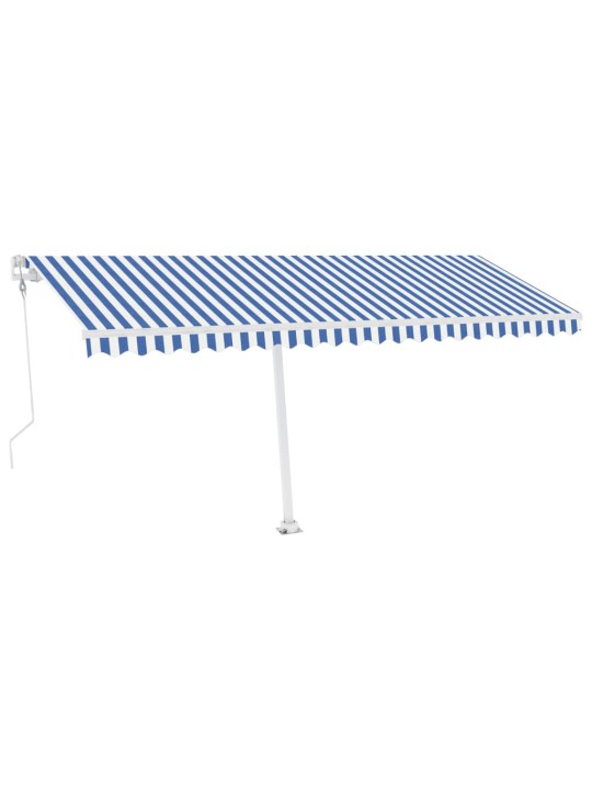 Markizė su LED/vėjo jutikliu, mėlyna/balta, 500x350cm