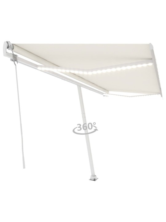 Automatinė markizė su LED/vėjo jutikliu, kreminė, 500x350cm